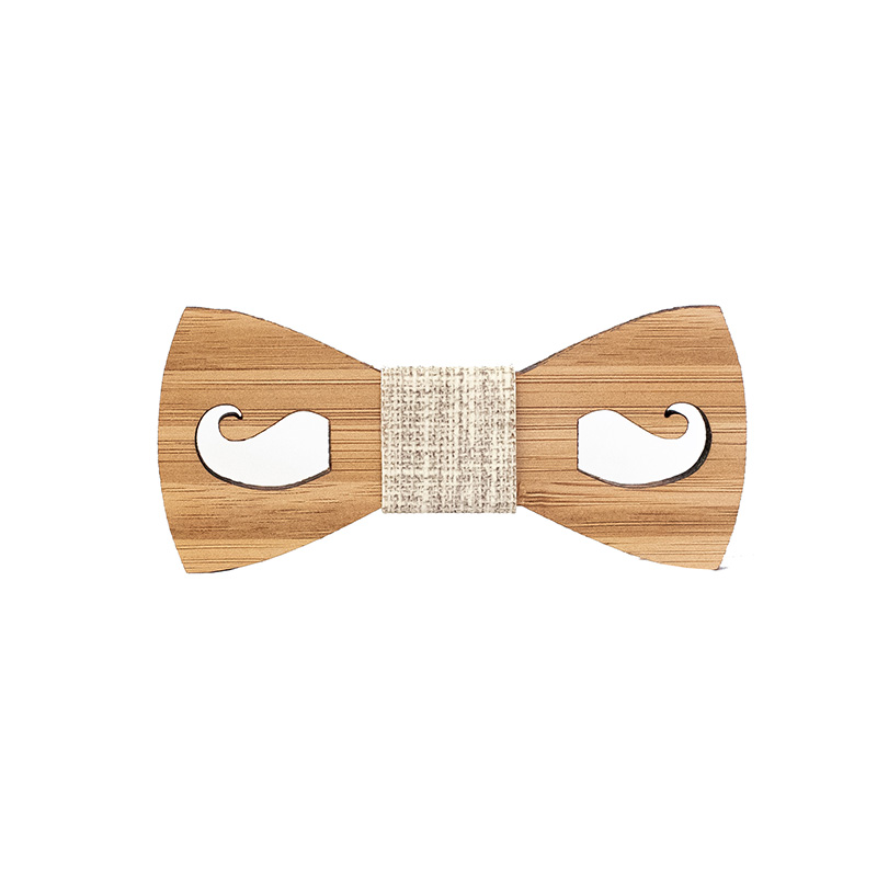 Papion din lemn copii moustache